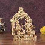 Pure Brass Ganesha & Lakshmi Seated Together Statue | 7" x 5" x 3" Divine Murti | 2.1 kg Traditional Temple Art | Prosperity Deities | Sacred Sculpture | Jaipurio